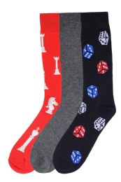 120 Wholesale Men's Printed Novelty Crew Socks Size 10-13