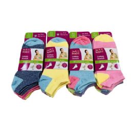 60 Pieces Ladies/teen LoW-Cut Anklets 9-11[two Tone] - Womens Ankle Sock