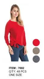 48 Wholesale Women Solid Color Sweater With Tie