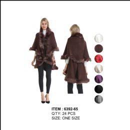 24 Wholesale Fur Poncho Cape