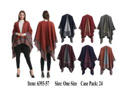 24 Pieces Womens Stylish Poncho Cape - Winter Pashminas and Ponchos