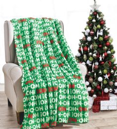 24 Wholesale Christmas Printed Ho! Ho! Ho! Fleece Blankets Size 50 X 60
