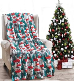 24 Wholesale Christmas Printed Santa Pick Truck Fleece Blankets Size 50 X 60