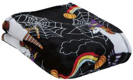 24 Pieces Children's Black Unicorn Halloween Printed Fleece Blanket Size 50 X 60 - Fleece & Sherpa Blankets