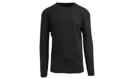36 Pieces Men's Waffle Knit Thermal Shirt In Black, Size L - Mens Thermals