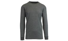 36 Pieces Men's Waffle Knit Thermal Shirt In Charcoal, Size 2xl - Mens Thermals