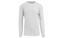 36 Wholesale Men's Waffle Knit Thermal Shirt In White, Size L
