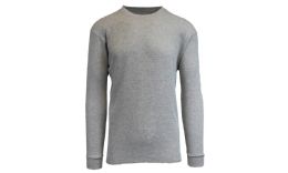 36 Pieces Men's Waffle Knit Thermal Shirt In Heather Grey, Size L - Mens Thermals