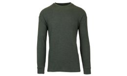 36 Pieces Men's Waffle Knit Thermal Shirt In Heather Olive,size M - Mens Thermals