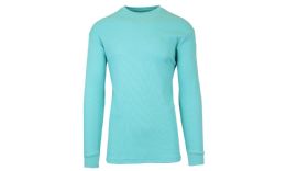 36 Wholesale Men's Waffle Knit Thermal Shirt In Mint,size M