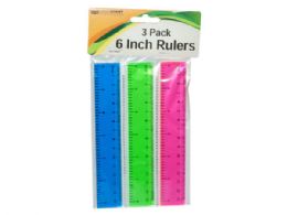 72 Pieces 3 Pc 6 Plastic Colored Rulers - School and Office Supply Gear