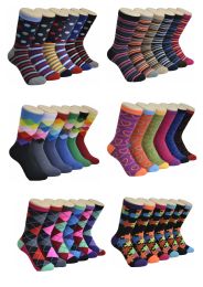 360 Wholesale Women's Mix Geo Series Printed Crew Socks