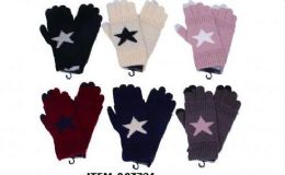 36 Pieces Womens Girls Printed Star Winter Glove - Knitted Stretch Gloves