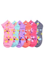 432 Pairs Girls Printed Casual Spandex Ankle Socks Size 4-6 - Girls Ankle Sock