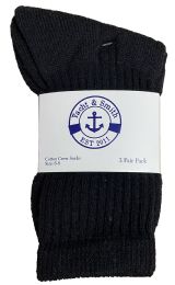 240 Pairs Yacht & Smith Kids Cotton Crew Socks Black Size 6-8 Bulk Pack - Kids Socks for Homeless and Charity