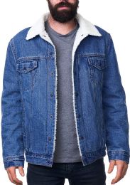 12 Pieces Mens Denim Sherpa Jacket - Mens Clothes for The Homeless and Charity