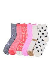 216 Pairs Girl's Assorted Design Crew Socks Size 6-8 - Girls Crew Socks