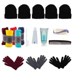 48 of Bulk Case Of 12 Gloves, 12 Winter Throw Blankets, 12 Beanies - Wholesale Care Packages