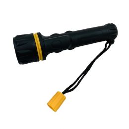 24 Bulk 6" 3 Led Flashlight Black With Yellow Accent