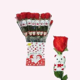 24 Pieces Valentine 18 Inch Red Rose With Teddy Bear - Valentine Decorations