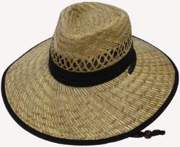 30 Pieces Adults Large Straw Hat With Chinstrap - Sun Hats