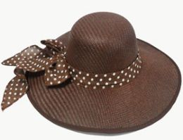 60 Pieces Women's Straw Floppy Hat With Bow - Sun Hats
