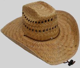 25 Pieces Men's Straw Cowboy Hat With Chinstrap - Cowboy & Boonie Hat