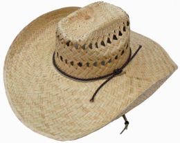 50 Pieces Adults Large Rim Straw Sun Hat With Chinstrap - Sun Hats