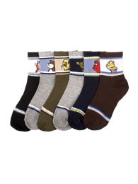 216 Pairs Boys Assorted Animal Printed Crew Sock Size 6-8 - Boys Crew Sock
