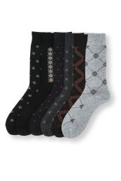 288 Pairs Men's Assorted Patterned Dress Socks 10-13  - Mens Dress Sock