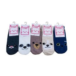 36 Wholesale Women's Animal Face Ankle Socks
