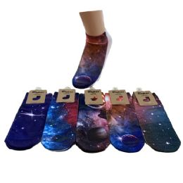 36 Bulk Women's Galaxy Print Casual Ankle Socks