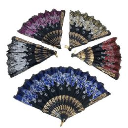 48 Pieces Butterfly With Lace Folding Fan - Home Decor