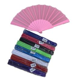 24 Units of Solid Color Folding Fan - Home Decor