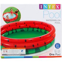 6 Wholesale 66"x15" 3-Ring Watermelon Pool In Color Box, Age 2+