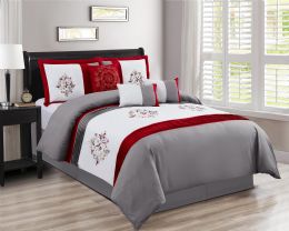 3 Wholesale Collins King Size Red 7 Piece Bedding Set
