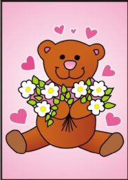 10 Wholesale Medium Happy Teddy Bear Sand Painting Card
