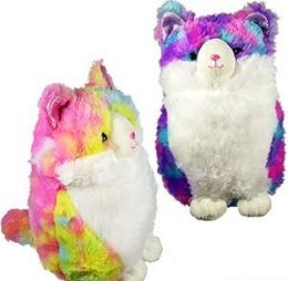 24 Wholesale Plush Tie Dyed Chubby Cats