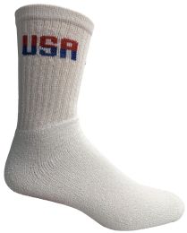 Yacht & Smith Men's Usa White Crew Socks Cotton Terry Cushioned , Size 10-13