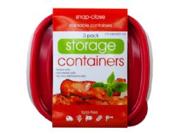 18 Wholesale 3 Pack Plastic Square Food Container