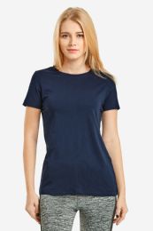24 Wholesale Ladies Classic Fit Crew Neck T-Shirt In Navy