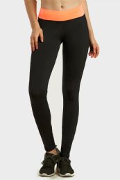 36 Wholesale Sofra Ladies Active Legging With Side Pocket In Black Coral