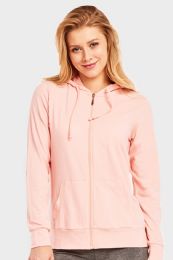 12 Pieces Sofra Ladies Thin Zip Up Hoodie Jacket Peach In Size Small - Women's Hoodies And Sweatshirts