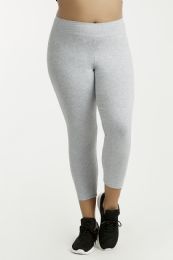 36 Wholesale Sofra Ladies Cotton Capri Leggings Plus Size Heather Grey Size xl