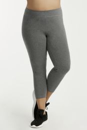 36 Wholesale Sofra Ladies Cotton Capri Leggings Plus Size Charcoal Grey Size xl
