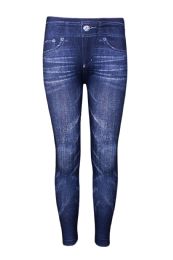 144 Wholesale Sofra Girls Printed Jeans In Blue
