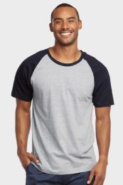 30 Wholesale Top Pro Mens Short Sleeve Baseball Tee In Navy And Light Grey Size Large