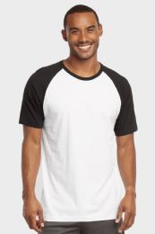 30 Pieces Top Pro Mens Short Sleeve Baseball Tee In Black And White Size X Large - Mens T-Shirts