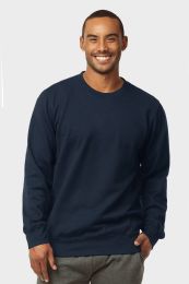 12 Wholesale Mens Light Weight Fleece Sweatshirts In Navy Size Medium