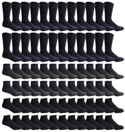 72 Wholesale Yacht & Smith Mens Soft Cotton Athletic Crew Socks, Terry Cushion, Sock Size 10-13 Black